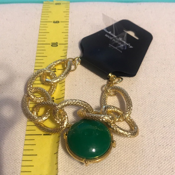 Vintage Green Bauble Silver/Gold Tone Bracelet - Picture 6 of 16